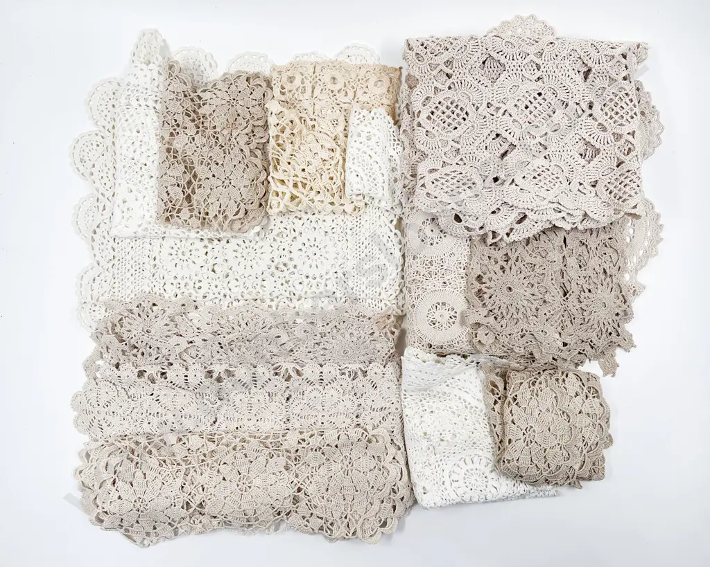 Collection of Vintage Mainly Crocheted Cotton Table Covers & Doilies Image 1++