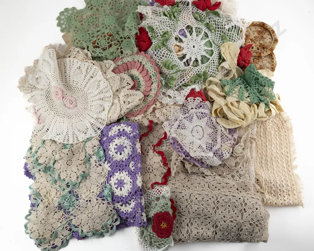 Collection of Cotton & Wool Crocheted Doilies & Tablecovers Image 1++