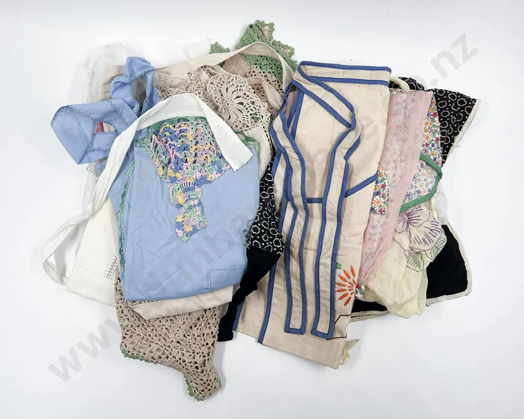 Collection Ten Vintage Mostly Hand Embroidered  Aprons Image 1++