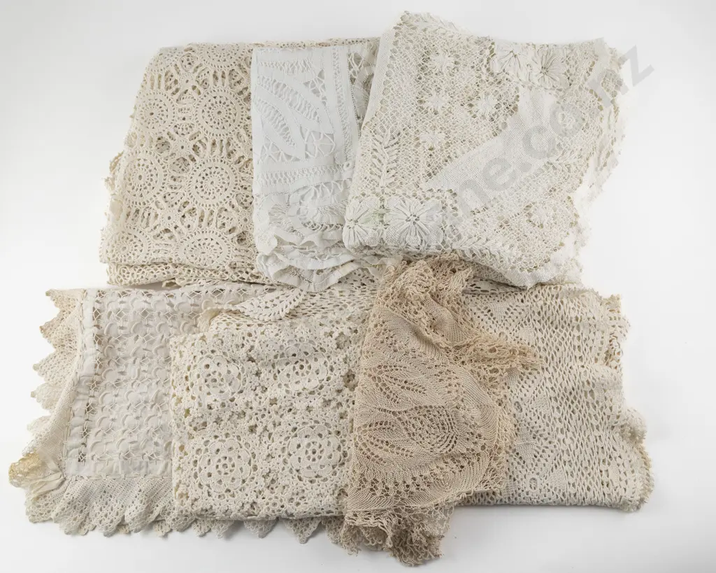 Two Crocheted Circular Table Covers & Assorted Image 1++