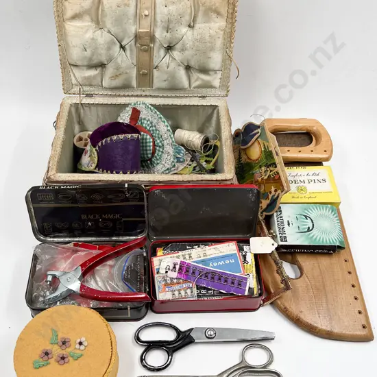 Sewing Box & Quantity Various Sewing Accessories
