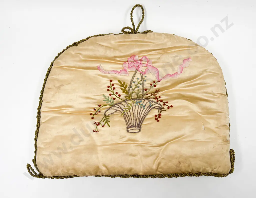 Late Victorian Silk Satin Embroidered Quilted Tea Cosy (a/f) and Eight Vintage Tea Cosies Image 1++
