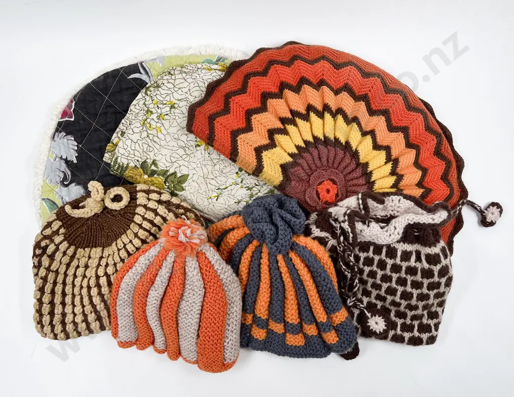 Two Cloth & Crocheted Tea Cosies & Four Other Image 1++