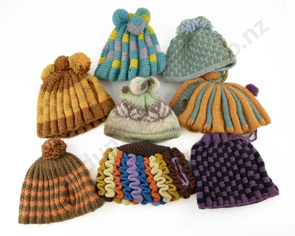Eight Various Vintage Knitted & Crocheted Tea Cosies Image 1++