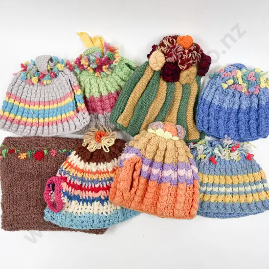 Eight Various Vintage Knitted & Crocheted Tea Cosies