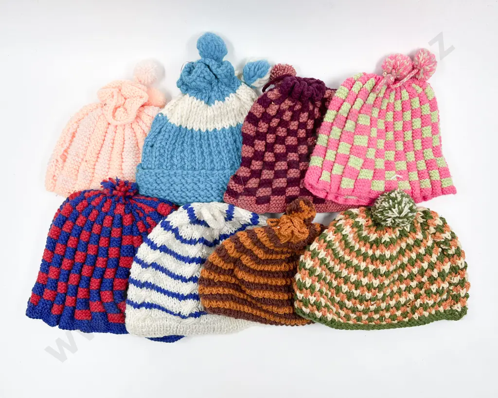 Eight Various Vintage Knitted & Crocheted Tea Cosies Image 1++
