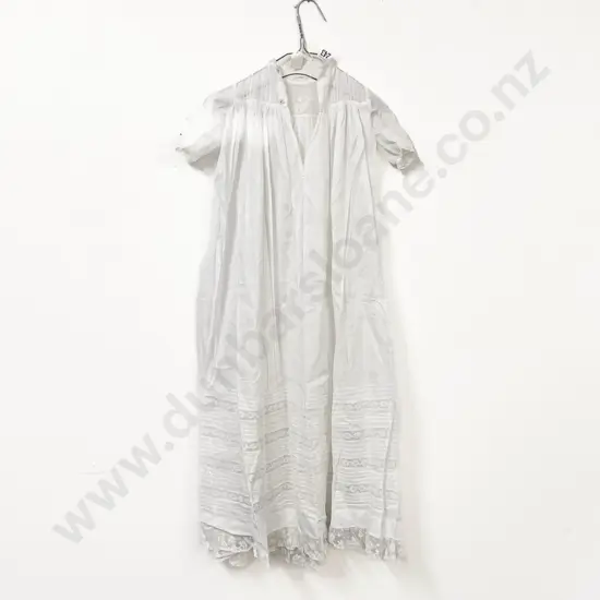 Edwardian Fine Cotton & Lace Christening Gown with Petticoat
