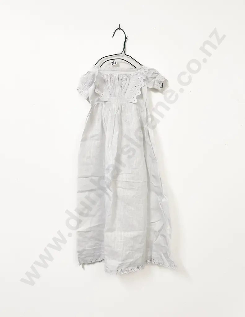 Victorian Cotton & Broderie Anglaise Cot Gown with Petticoat Image 1++