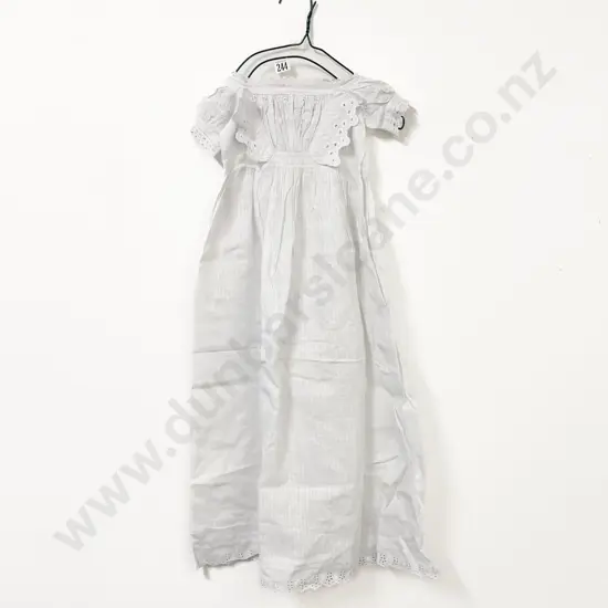 Victorian Cotton & Broderie Anglaise Cot Gown with Petticoat