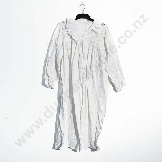 Victorian Cotton & Broderie Anglaise Night Shirt & Lace Night Bonnet