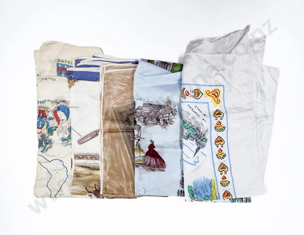 Five 1950s Souvenir & Other Scarves Image 1++