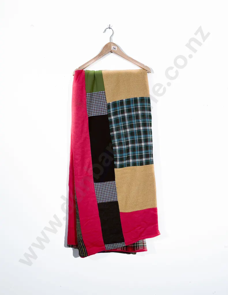 Vintage Machine Worked Mainly Wool Quilt Image 1++