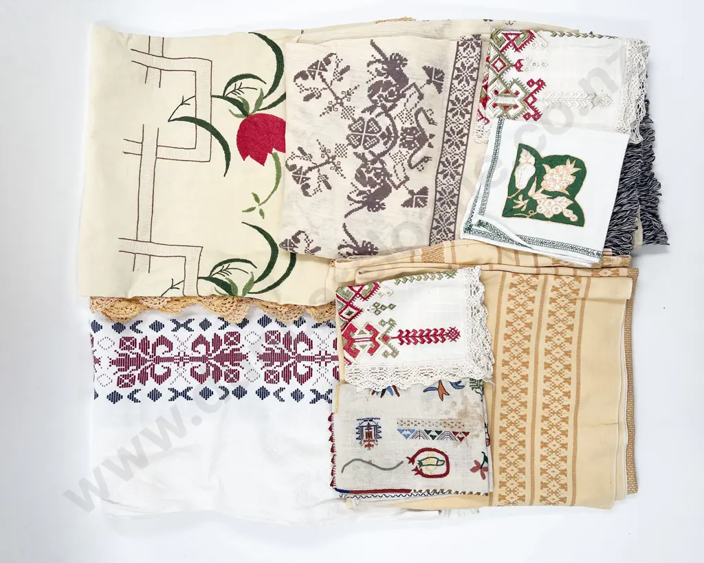 Vintage European Machine & Hand Embroidered Table Cloths Image 1++