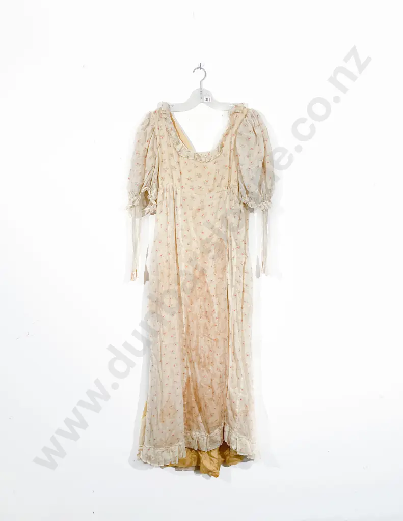 Early C19th Printed Fine Lawn Day Dress Image 1++