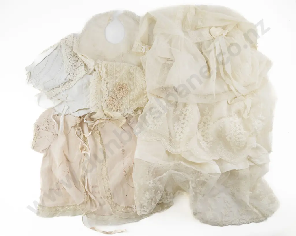 Early C20th Net Lace Christening Gown & Matching Petticoat Image 1++