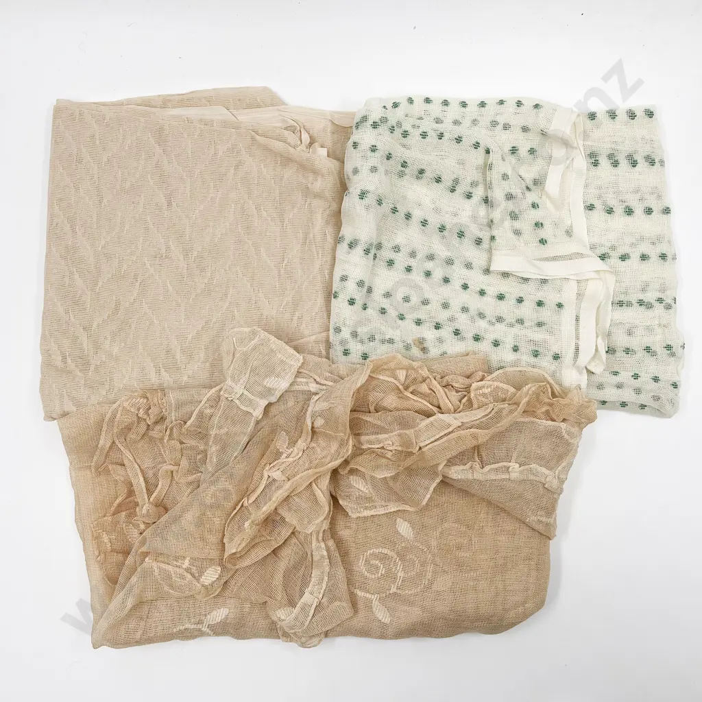 Two C1920s/1930s Net Curtains & Net Material Piece Image 1++
