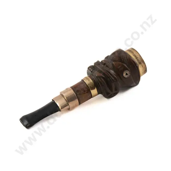 A Carved Wood Wheku Head Cigarette Holder By Thomas Heberley (1876 - 1937)