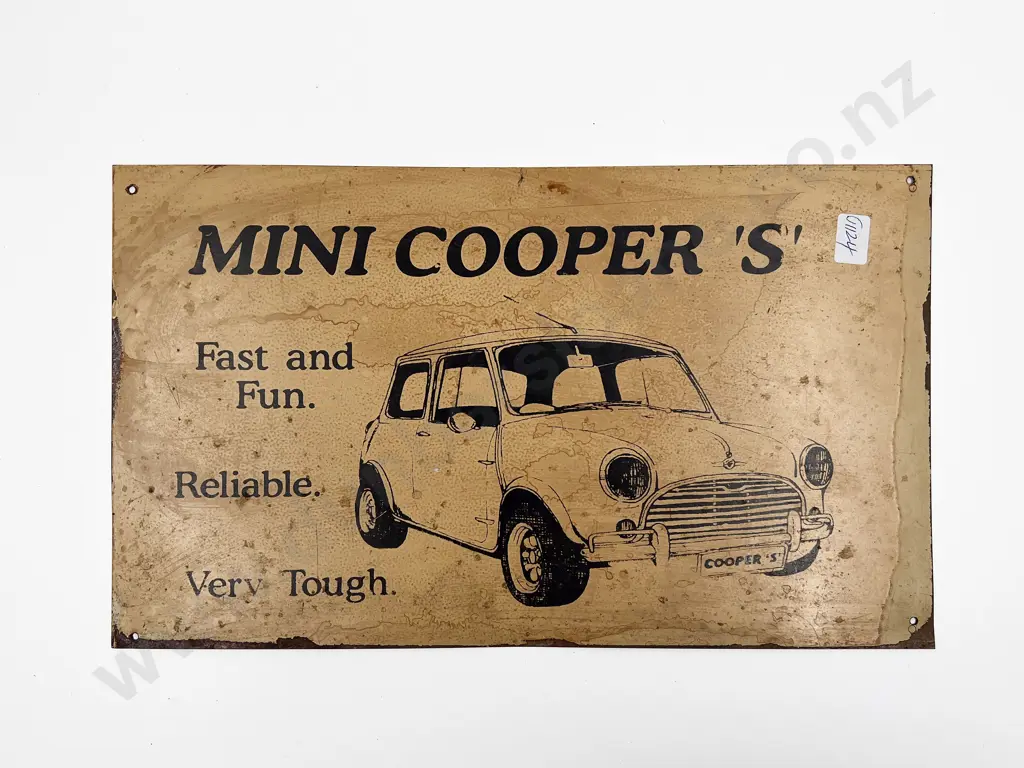 Vintage Mini Cooper Tin Sign Image 1++