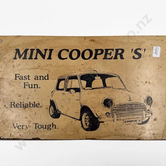 Vintage Mini Cooper Tin Sign
