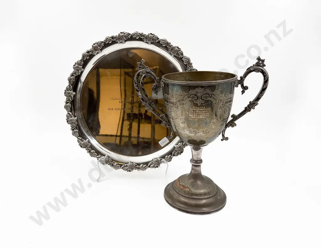S/P Trophy and Circular Presentation Tray Image 1++