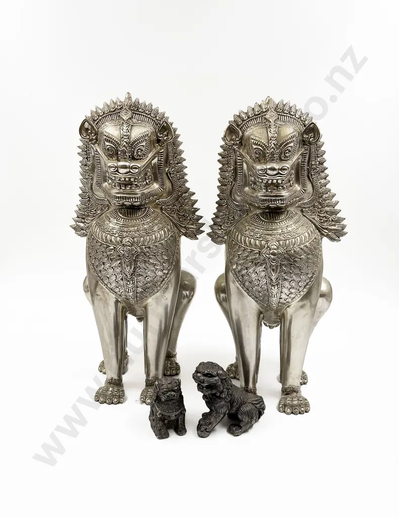 Two Pairs of Temple Lions (Of Sizes) Image 1++