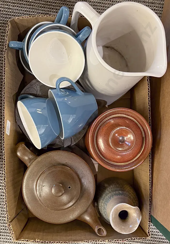 Small Box of Assorted Including Crown Lynn Jug (Faults) Image 1++