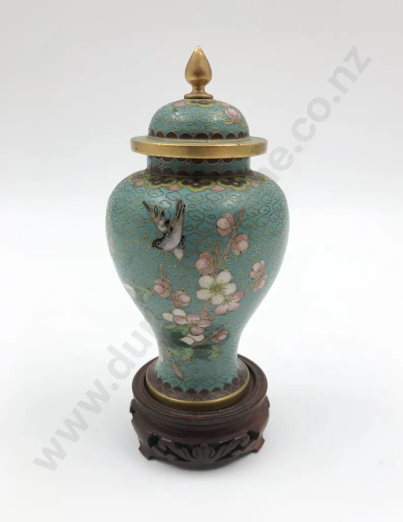 Small Lidded Cloisonné Vase Image 1++
