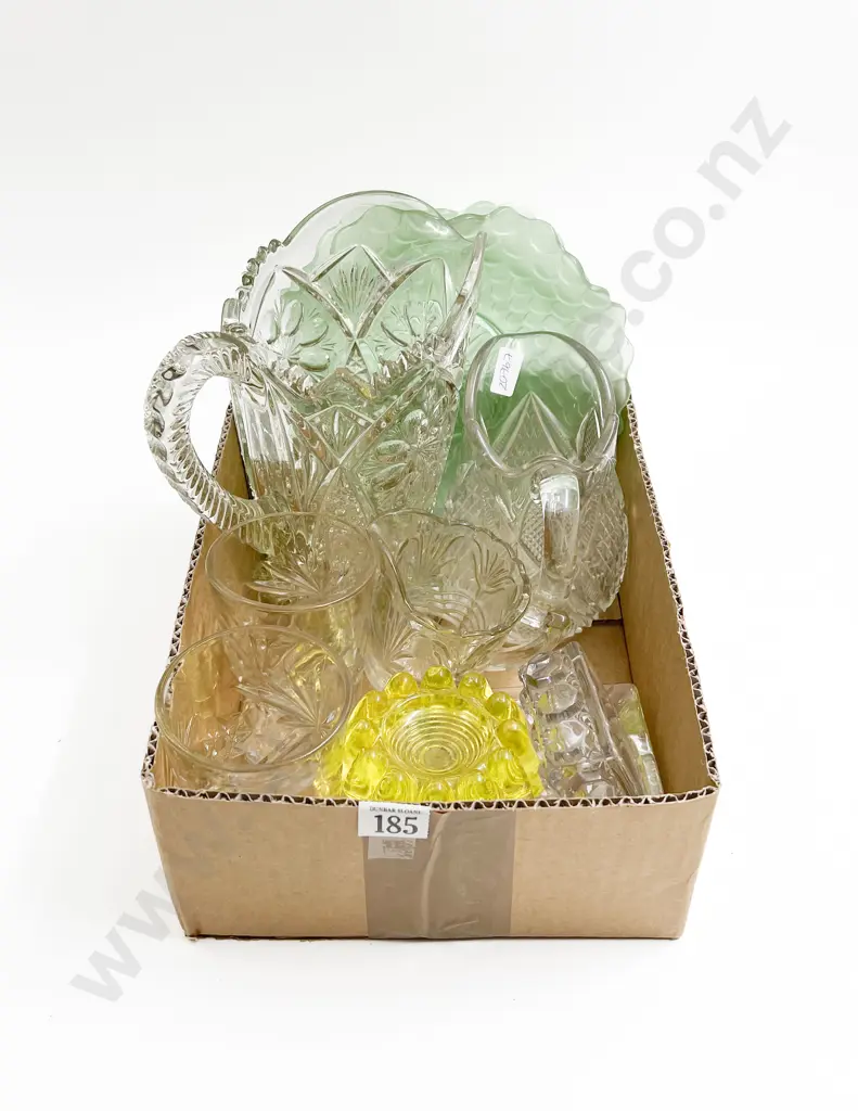 Box of Assorted Pressed Glassware Image 1++