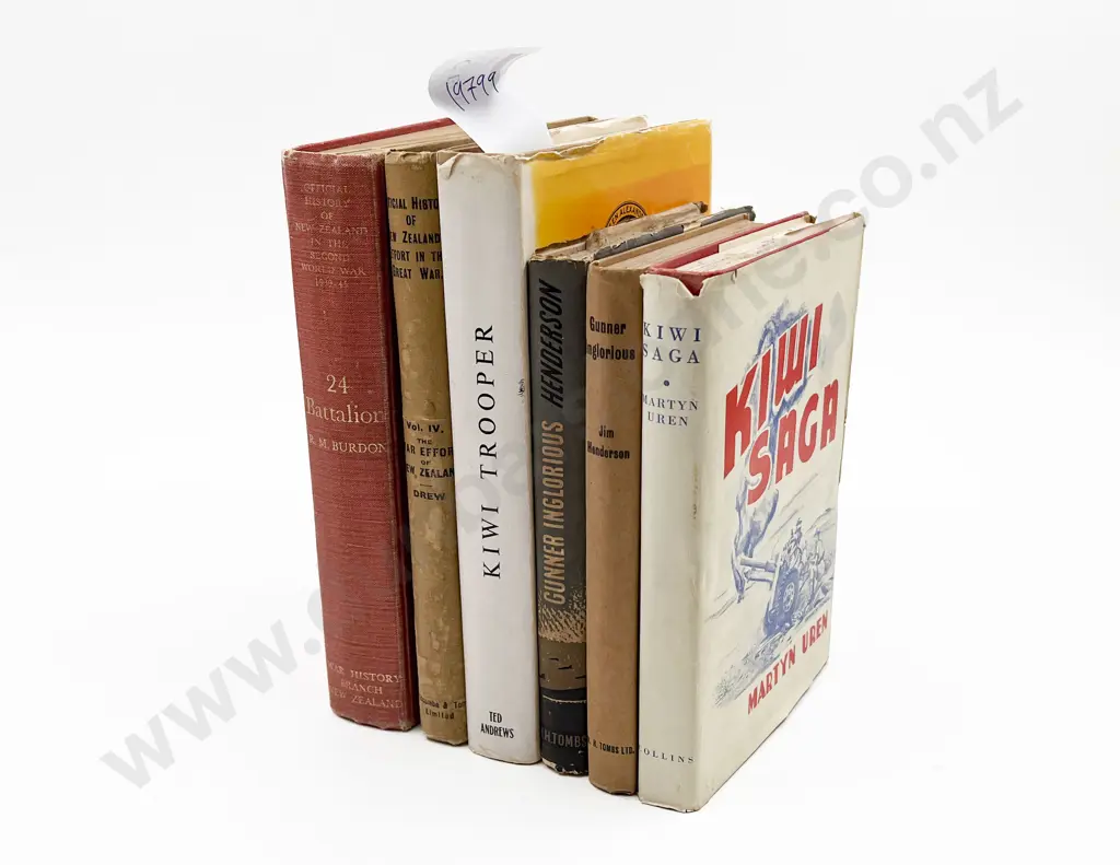 Six NZ Military Themed Volumes Including "Official History of New Zealand In The Second World War 24 Battalion" etc Image 1++