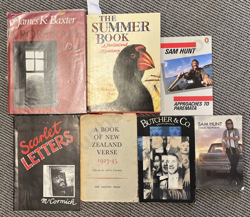 Quantity of Assorted NZ Volumes Including Two Sam Hunt Poetry Books (7) Image 1++