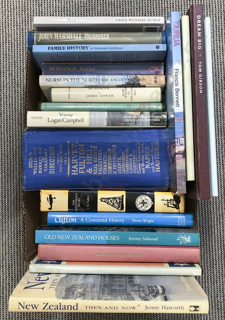 Box of Assorted Books Including Early NZ Reference Volumes Image 1++