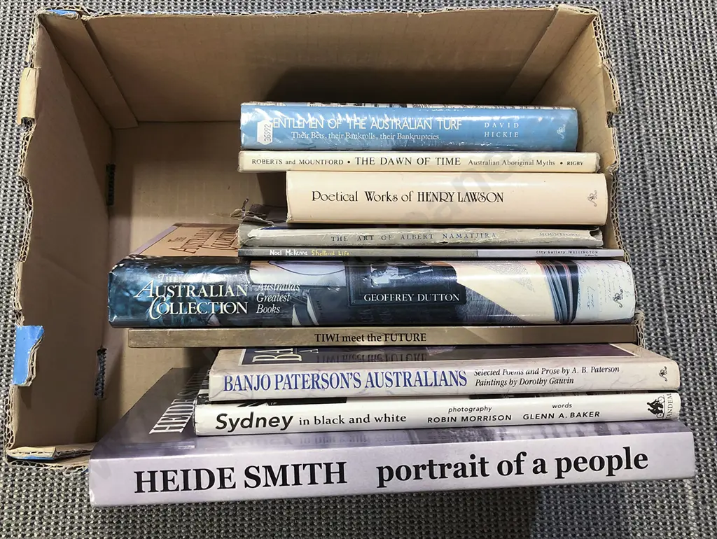 Box of Assorted Books Including Australian Reference Image 1++