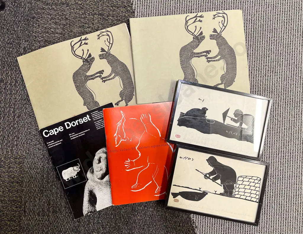 Small Quantity of Assorted Inuit Art References and Two Framed Works Image 1++