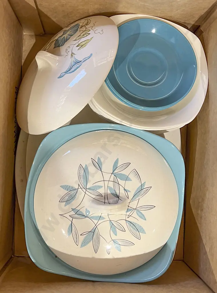 Box of Assorted Mid-Century China Including Midwinter Image 1++