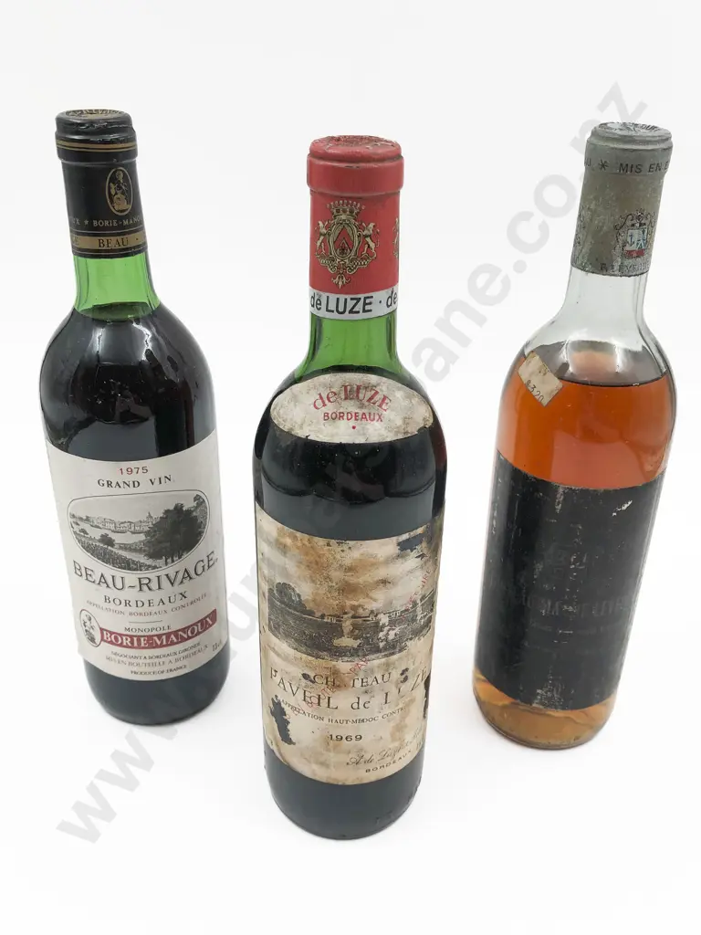 Three Various Vintage French Wine Bottles Image 1++