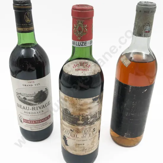 Three Various Vintage French Wine Bottles