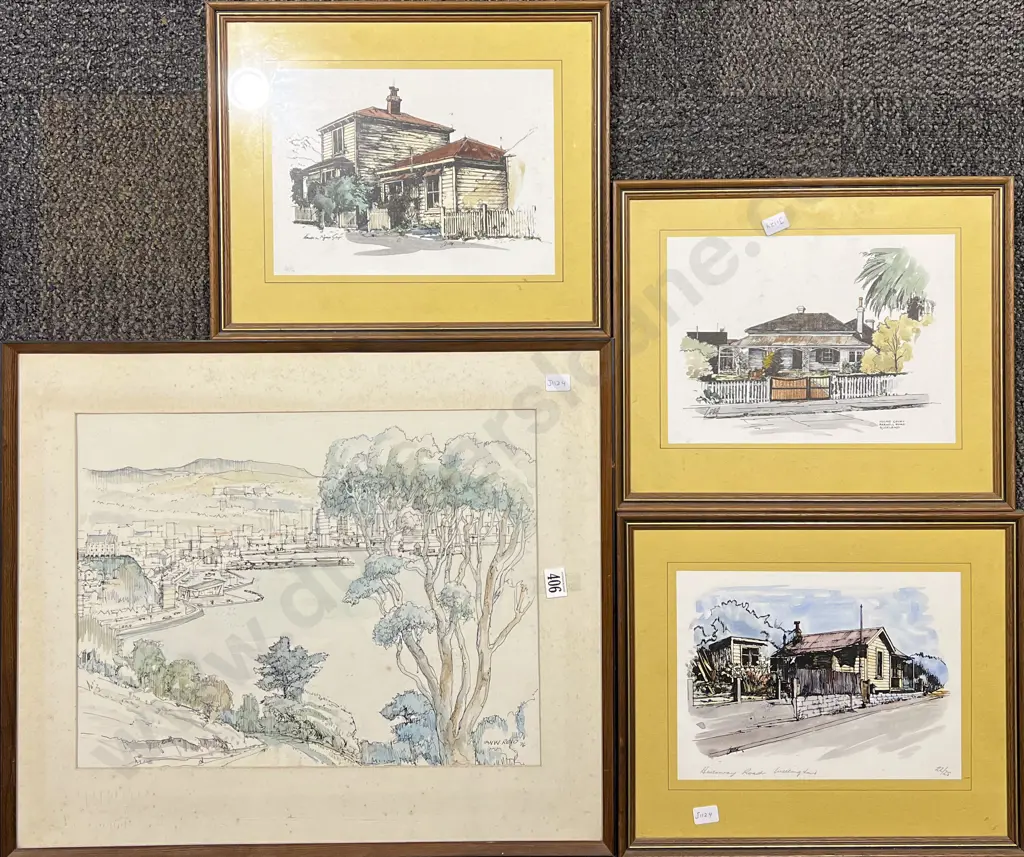 Ian Ried W/C Together with Three Architectural Prints Image 1++