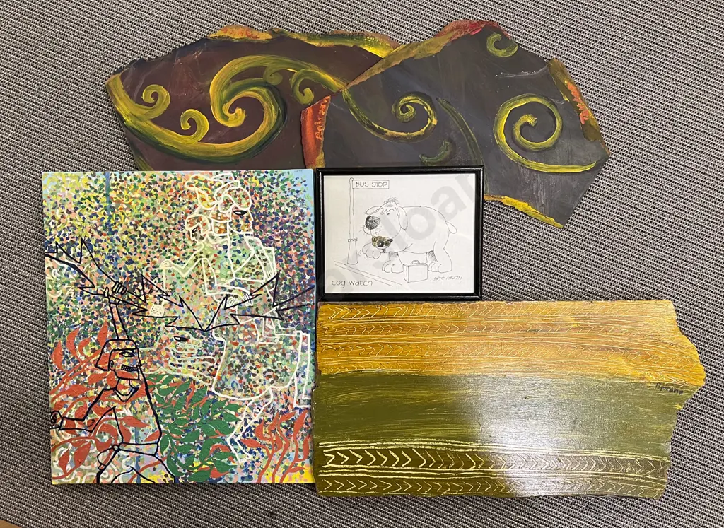 Quantity of Assorted Abstract Mixed Media Artworks Image 1++