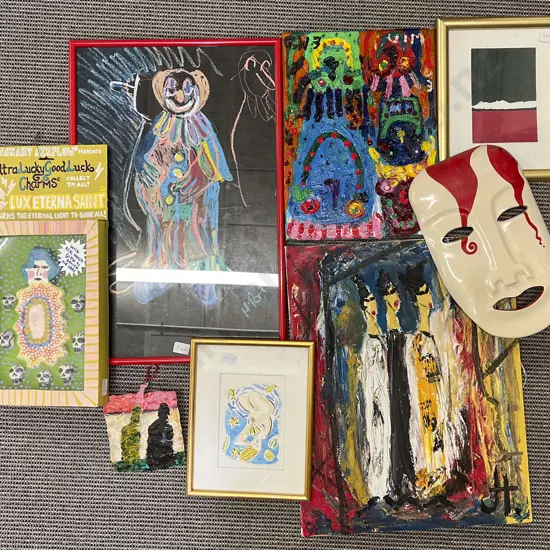 Quantity of Assorted Abstract Mixed Media Artworks