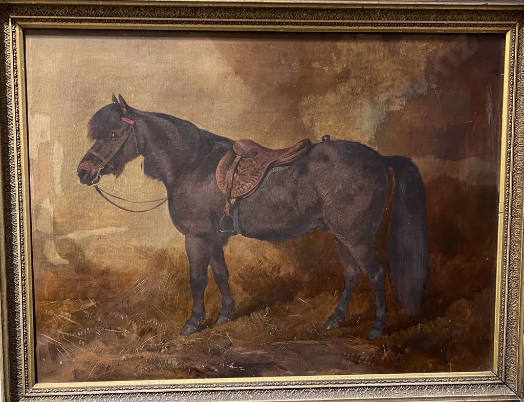 Vintage Unsigned Oil on Canvas Horse Study Image 1++