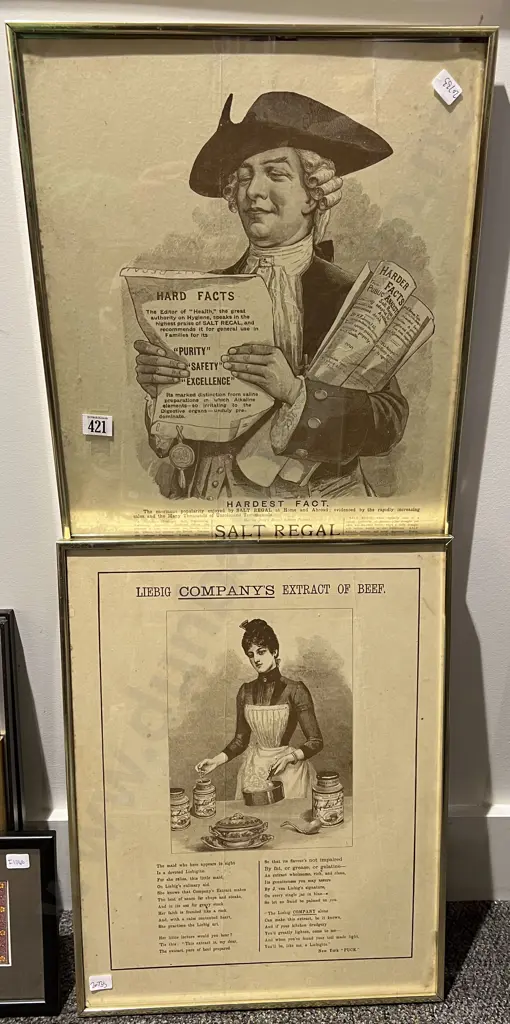 Two Vintage Framed Advertising Prints Image 1++