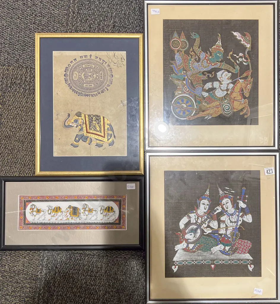 Four Framed Assorted Indian and Thai Works Image 1++