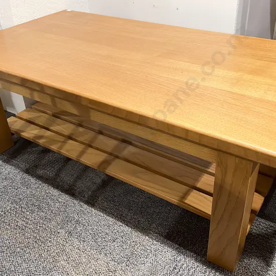 Rectangular Coffee Table with Slatted Under Tier