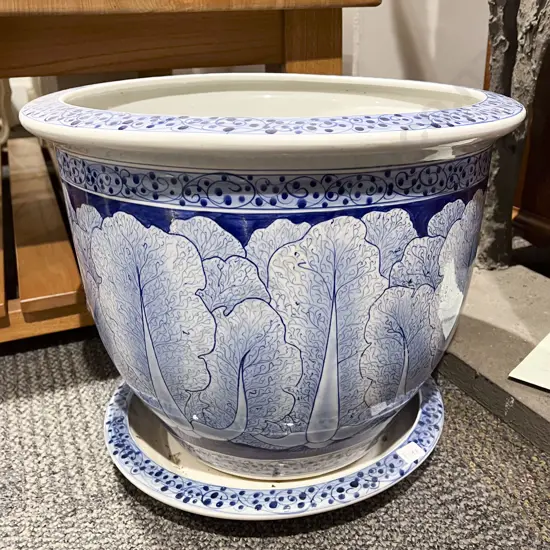 Blue and White Plant Pot