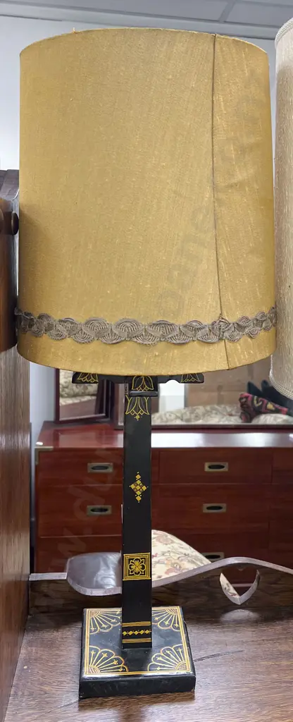 Ebonised Table Lamp and Shade Image 1++