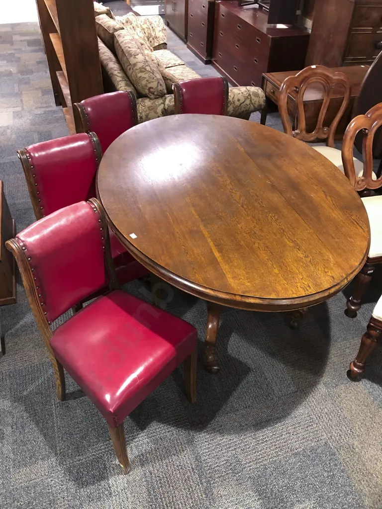 Oval Loo Table Together with Four Oak Framed Dining Chairs Image 1++