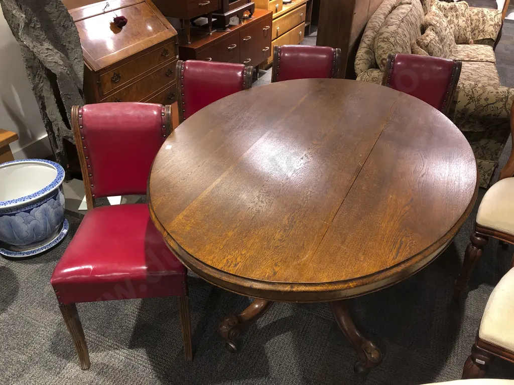 Oval Loo Table Together with Four Oak Framed Dining Chairs Image 1++