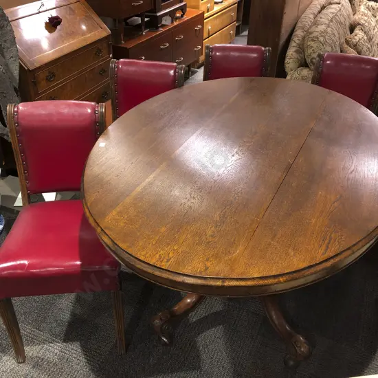 Oval Loo Table Together with Four Oak Framed Dining Chairs