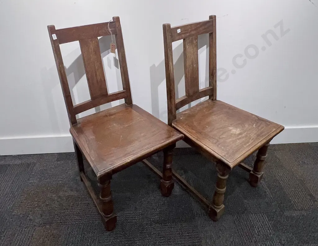 Pair of Teak Dining Chairs Image 1++