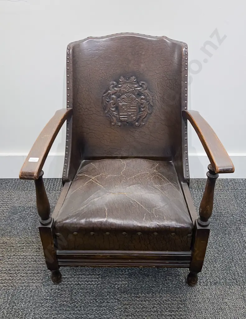 Oak Framed Leather Fireside Chair Image 1++